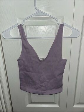 Nikibiki Lavender Ribbed V-Neck Crop Tank